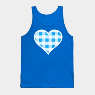 Bright Blue and White Buffalo Plaid Heart Tank Top